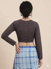 AJRAKH Long Sleeves Hand Block Printed Blouse