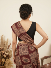 AJRAKH Printed Modal Silk Saree