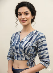 Indigo Wrap Blouse
