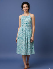 Shibori Art Dyed Halter Neck Dress