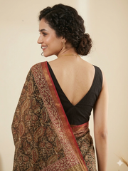 Kalamkari Hand Block Printed Kota Doriya Saree