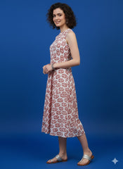 Hand Block Printed Halter Neck Dress