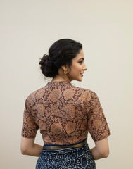 Kalamkari Hand Block Printed Blouse in Khadi