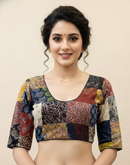 Patchwork AJRAKH Printed Cotton Blouse