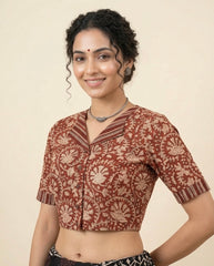 Kalamkari Hand Block Printed Collared Blouse