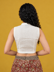 Plain White Blouse in Pintex Fabric