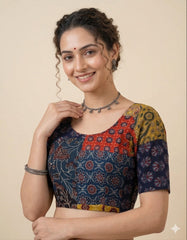 Patchwork AJRAKH Printed Cotton Blouse