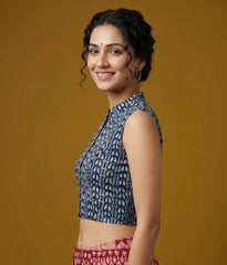 Indigo Dyed Hand Block Printed Blouse