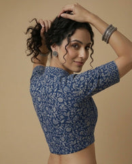 Indigo Dyed Hand Block Printed Blouse
