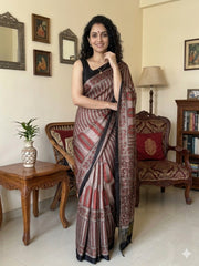 AJRAKH Printed Modal Silk Saree