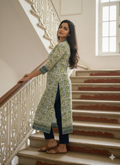 Ajrakh Dabo Printed Mul Cotton Kurti