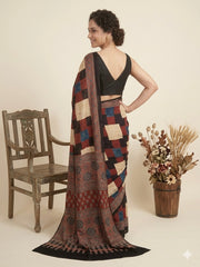 AJRAKH Printed Modal Silk Saree