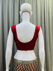 Red Cotton Flex Plain Blouse