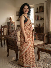 Hand Block Printed Chanderi Silk Saree