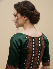 Ajrakh Mashru Silk Mirror Work Padded Blouse