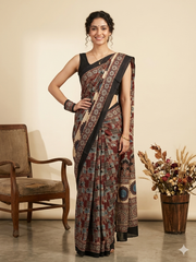 AJRAKH Printed Modal Silk Saree