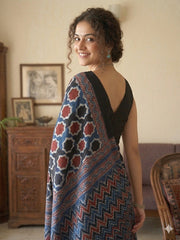 AJRAKH Printed Modal Silk Saree