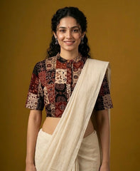 Patchwork AJRAKH Printed Cotton Blouse