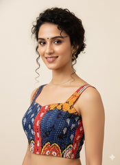 Kantha Hand Stitched Crop Top Blouse