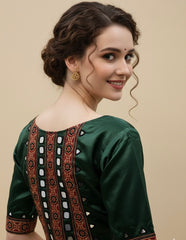 Ajrakh Mashru Silk Mirror Work Padded Blouse