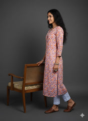 Hand Block Printed Mul Cotton Kurti