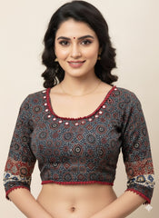 AJRAKH Padded Blouse with Mirror Work