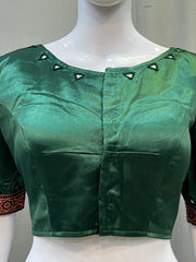 Ajrakh Mashru Silk Mirror Work Padded Blouse