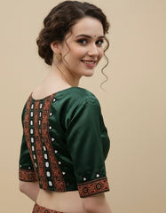 Ajrakh Mashru Silk Mirror Work Padded Blouse