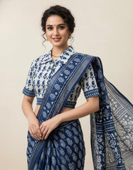 Indigo Dyed Collared Blouse