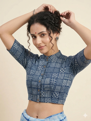 Indigo Dyed Hand Block Printed Blouse
