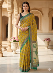 Hand Block Printed Chanderi Silk Saree