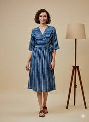Indigo Dyed Wrap Around Dress