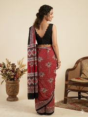 AJRAKH Printed Modal Silk Saree