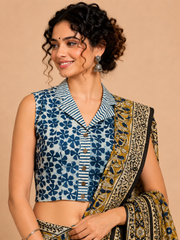 Indigo Dyed Hand Block Printed Blouse