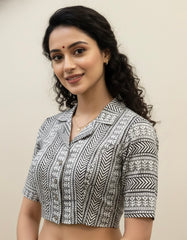 Hand Block Printed Collared Blouse