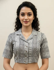 Hand Block Printed Collared Blouse