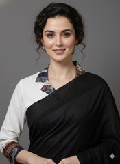 Cotton Flex Khadi Collared Blouse with Patchwork