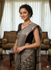 Hand Block Kashish Printed Cotton Linen Saree