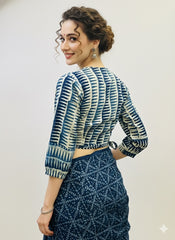 Indigo Wrap Blouse