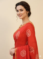 Shibori Needle Art Dyed Chanderi Silk Saree