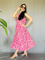 Dabo Printed Halter Neck Cotton Dress