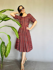 Hand Block Printed AJRAKH Modal Dress