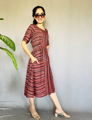 Hand Block Printed AJRAKH Modal Dress