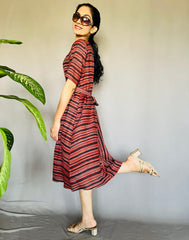 Hand Block Printed AJRAKH Modal Dress