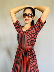 Hand Block Printed AJRAKH Modal Dress