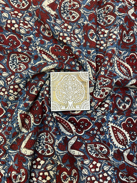 AJRAKH Red Mehroon Print Buti