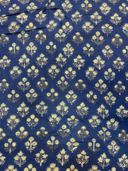 Beige Floral Print on Indigo