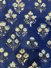 Beige Floral Print on Indigo