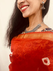 Maheshwari Silk Saree in Bandhani Print