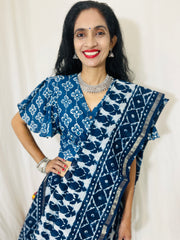 Natural Indigo Dyed Chanderi Silk Saree